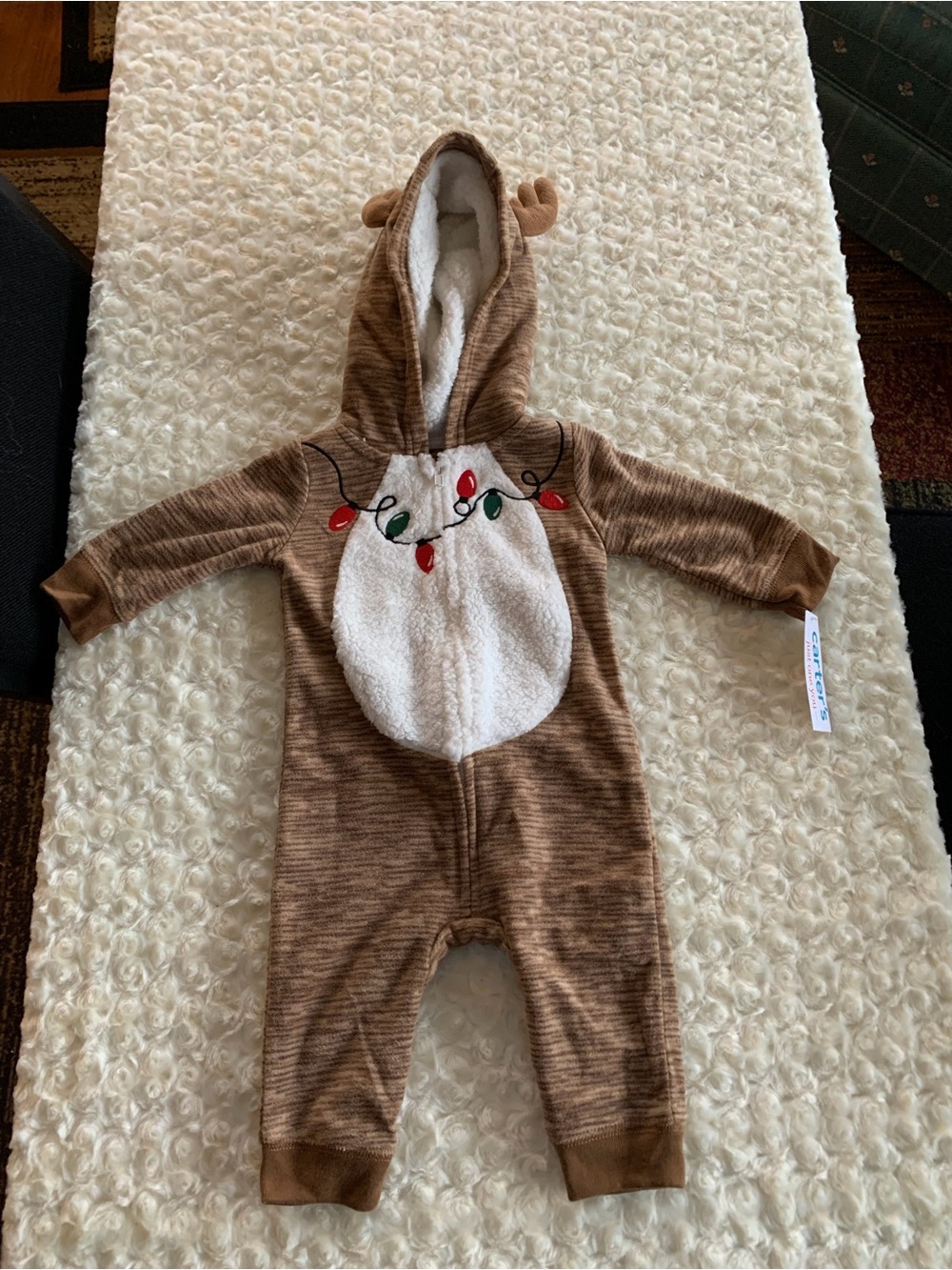 New Size 6 Months Carter's Brown Reindeer Footie Outfit Christmas Holiday
